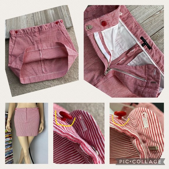 Theory 0 Multicolor Striped Mini Skirt Side Waist Button Adjustments - Picture 12 of 12